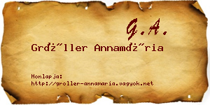 Gröller Annamária névjegykártya